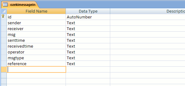 ozekimessagein table