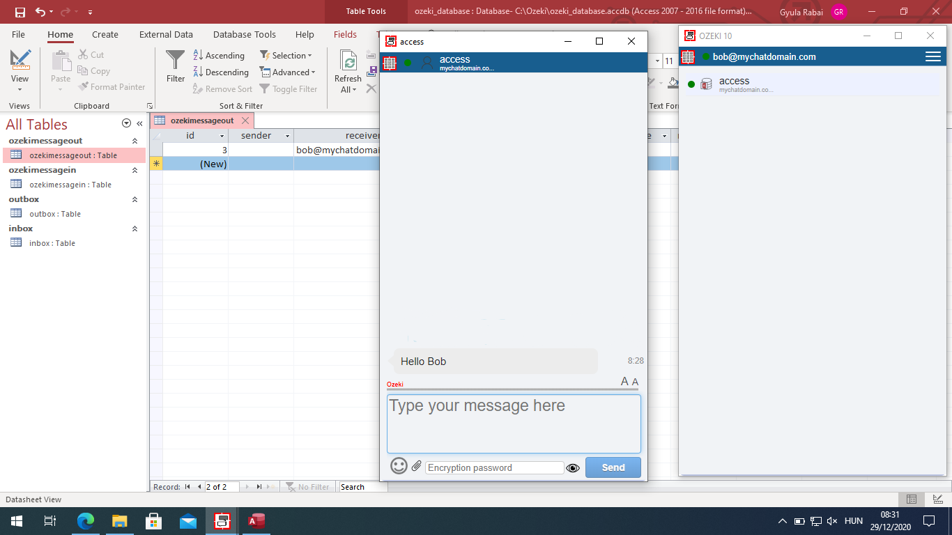 recieve message